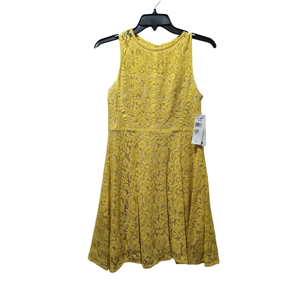 Donna Ricco DR Collection Fit-And-Flare Lace Dress 6P Yellow Sleeveless  NWT